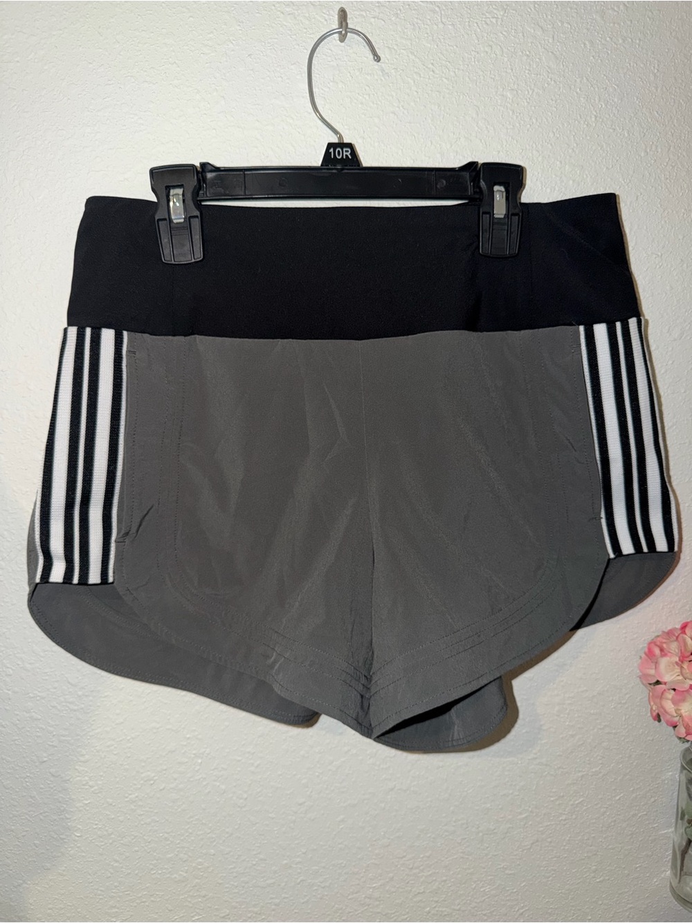 Athleta Gray Running Shorts with Black Waistband